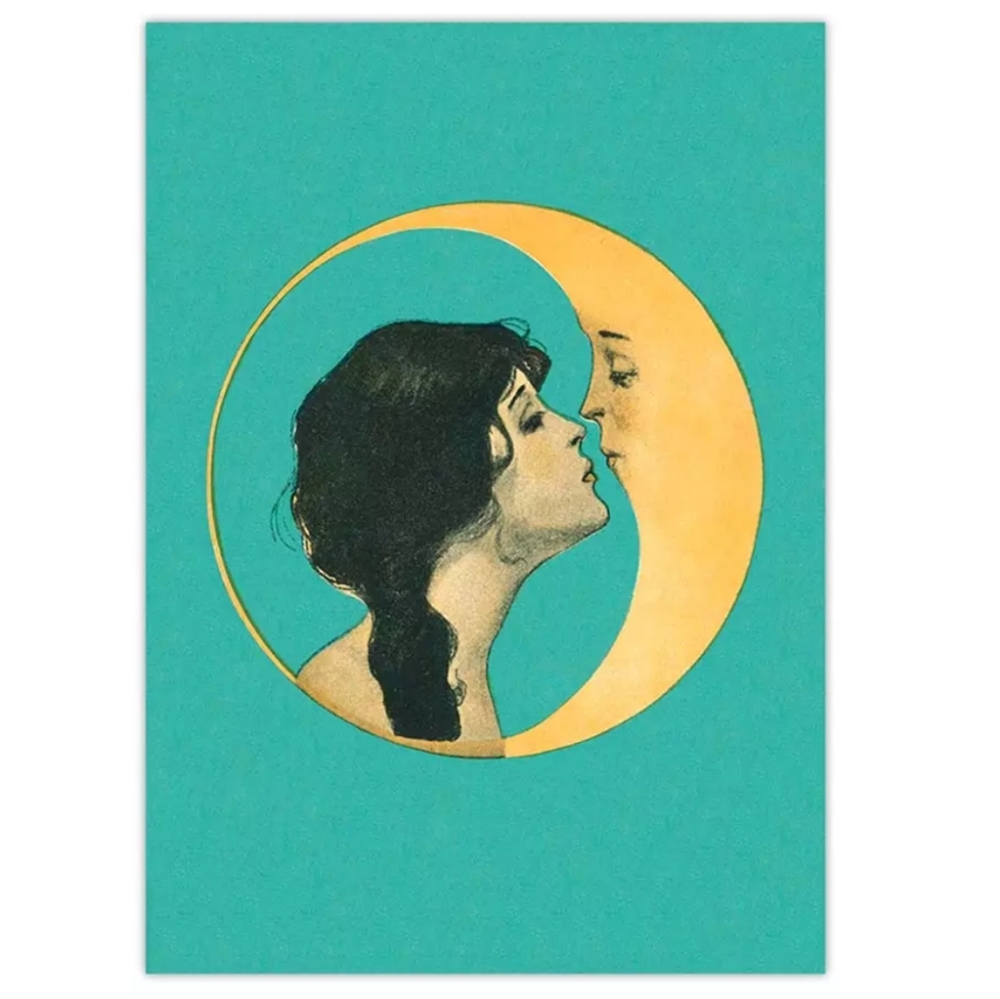 1920 Woman kissing moon print 5 x 7